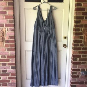 Soft and comfy gray-blue striped maternity dress